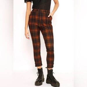 BlackMilk Tartan Punk Orange Cuffed Pants large